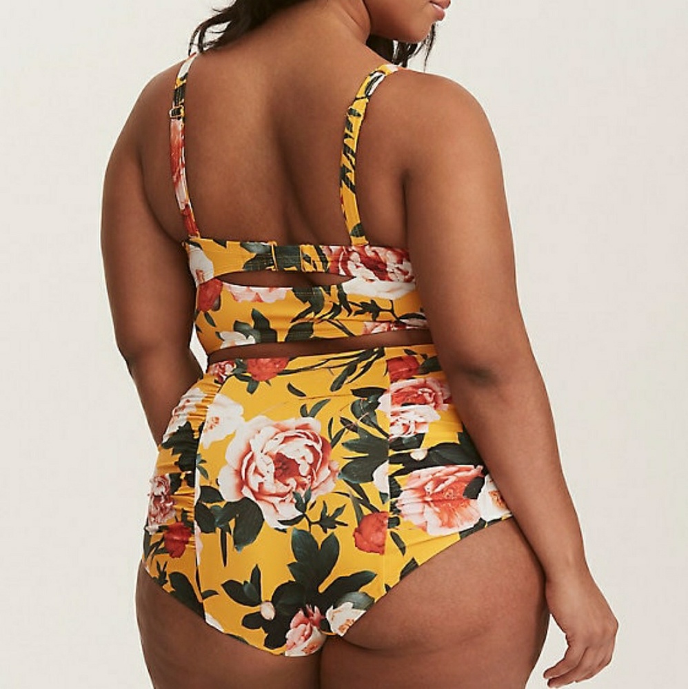 Torrid Yellow Floral Swim Bottom